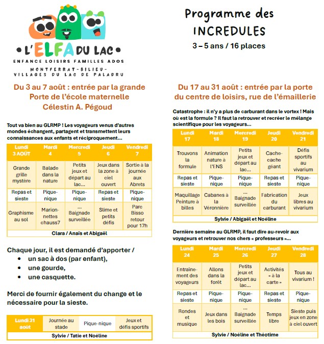 Le programme d'Août 2026