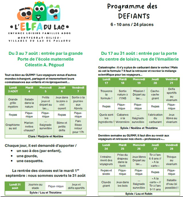 Le programme d'Août 2026