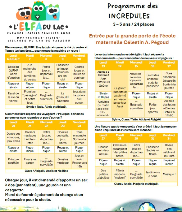 Le programme de juillet 2026